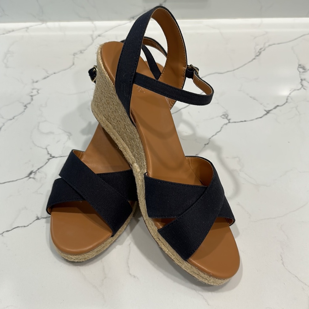 J. Crew Navy Wedge Sandal